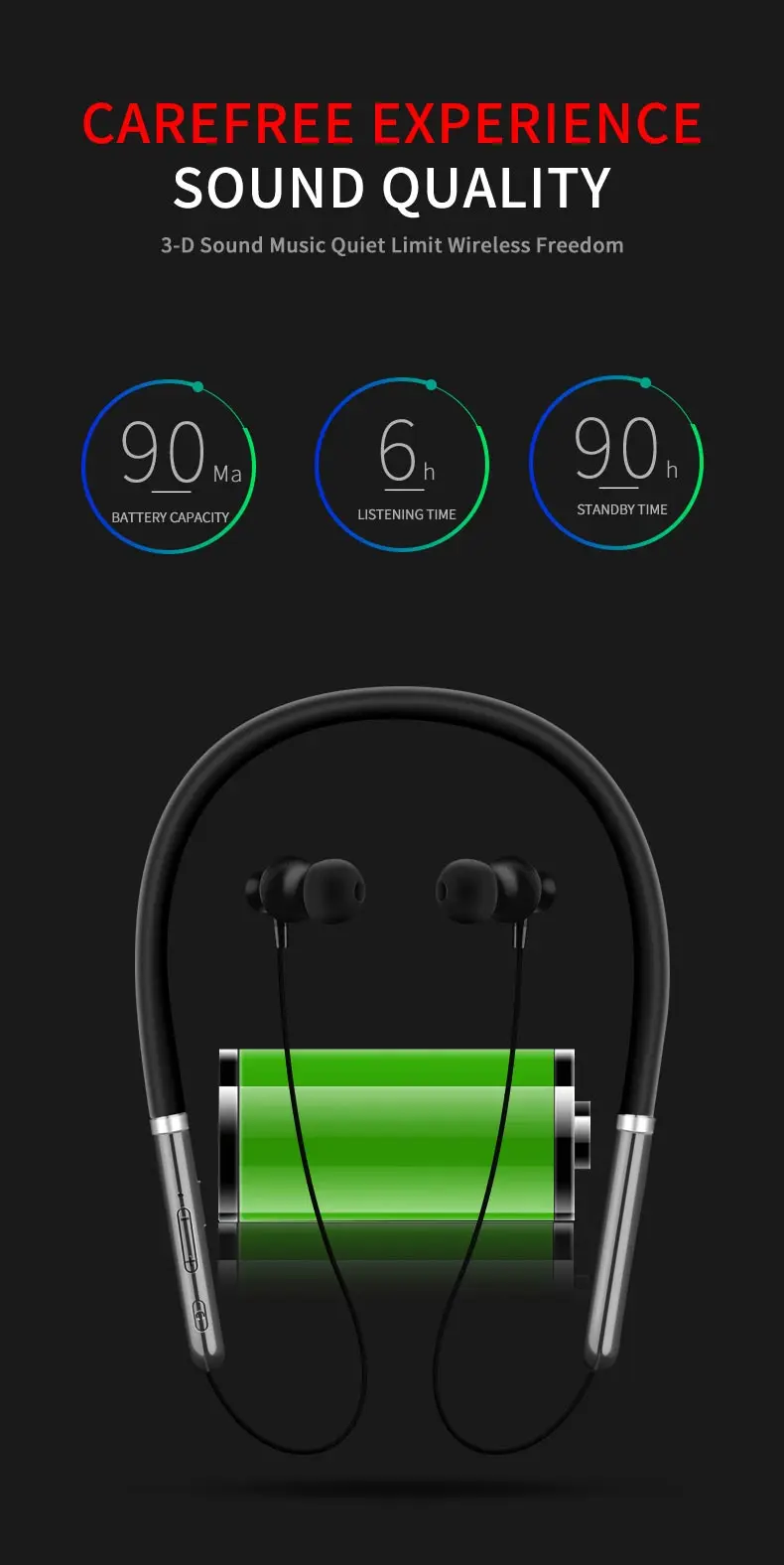 High quality wireless bluetooth ear hook TWS sports neckband Bluetooth headset sport earbuds - ANKUX.COM