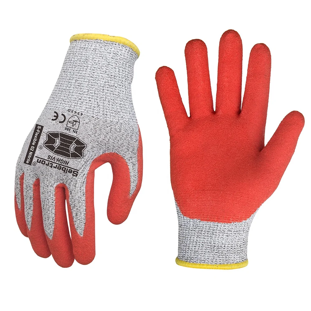 
Seibertron S-Flexible 02 13G HPPE Liner Nitrile Dip Palm Coating Anti-Cut Level 5 Resistant Safety Work Gloves PPE Hand Glove 