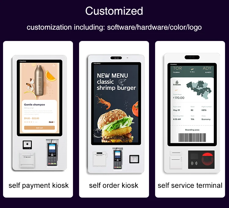 24"32" Pos Solution Self Service Machine Self Checkout Payment Kiosk