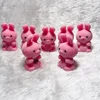 Miniature flocking doll pink rabbit key chain vinyl PVC toy manufacturer