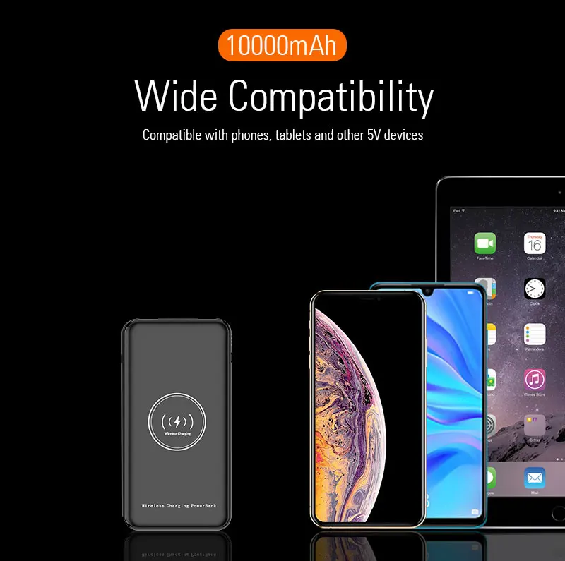 Portable universal 10000mAh polymer Wireless portable charger Power Bank Charger battery mobile power pack - ANKUX.COM