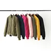 Women argyle bomber jacket solid color padded long sleeve flight jackets casual coats ladies punk outwear top capa