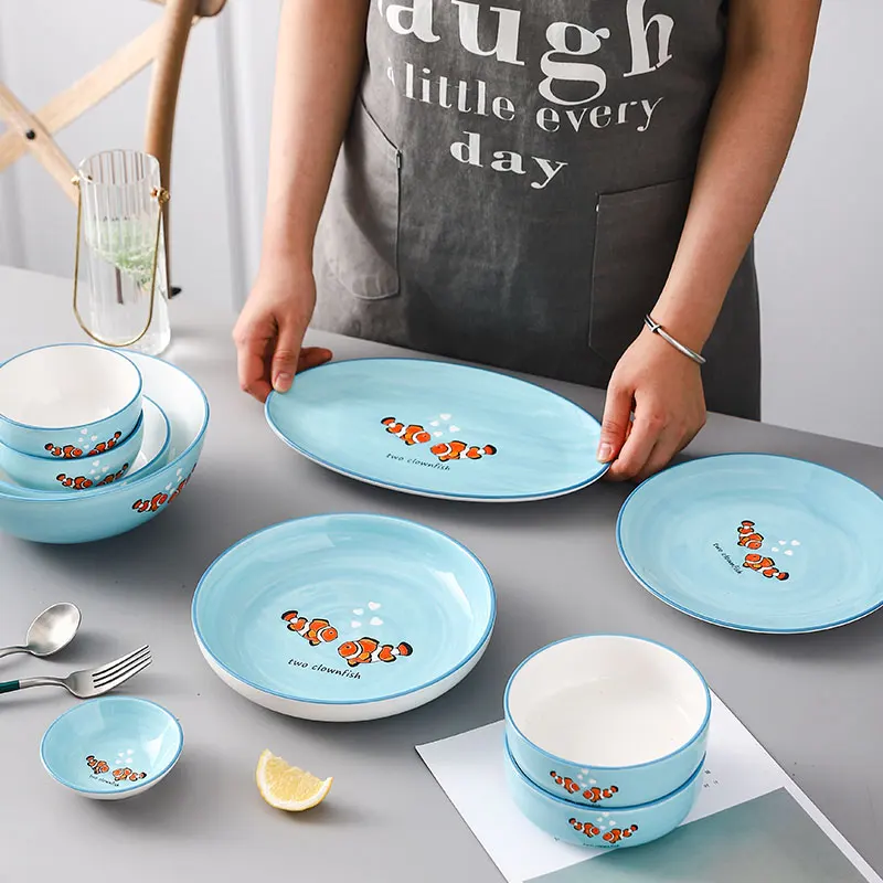 Clownfish Series Modern Design Ceramic Dinnerware Set Dining Plates And