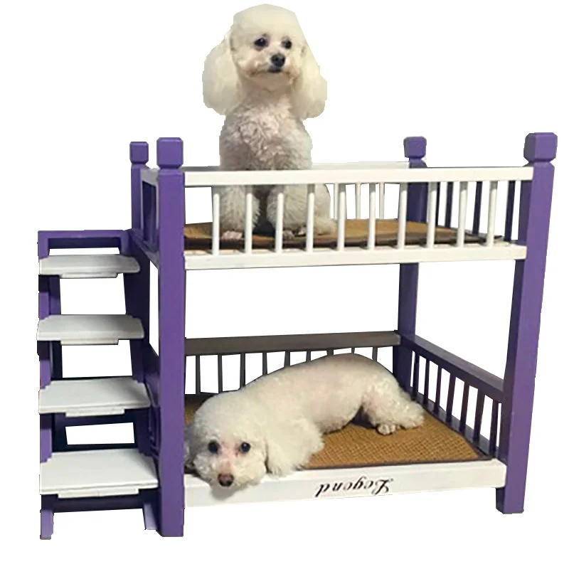 Solid Pine Colorful Bunk Indoor Pet Furniture Luxury Wooden Pet Loft ...