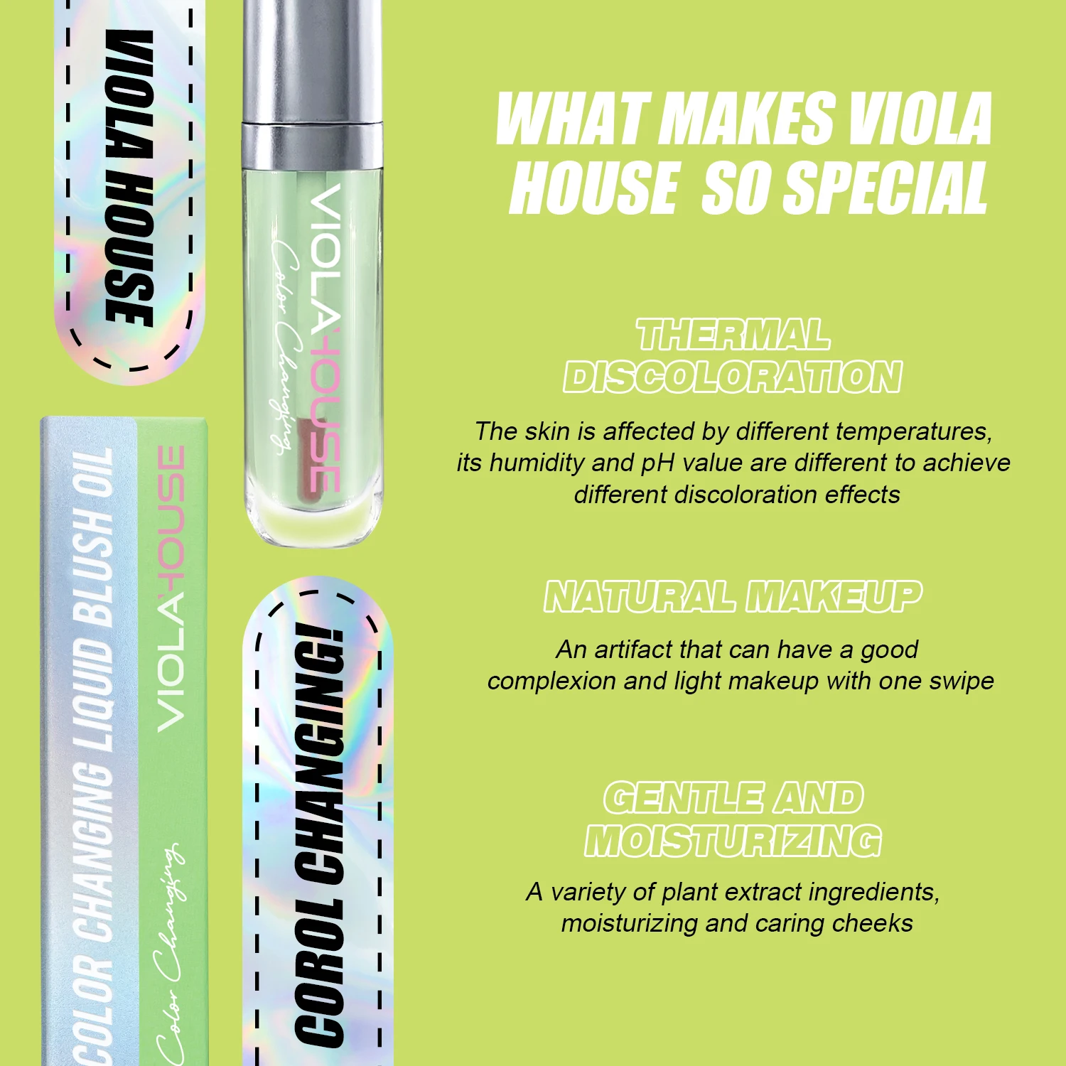 Viola House Changing Color Liquid Blush Cheek Makeup Pink Liquid Color