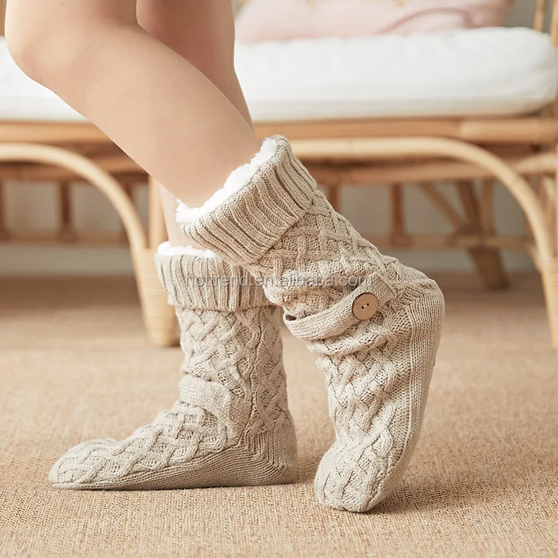 Non-slip Knit Sweater Warm Household Floor Socks for Women