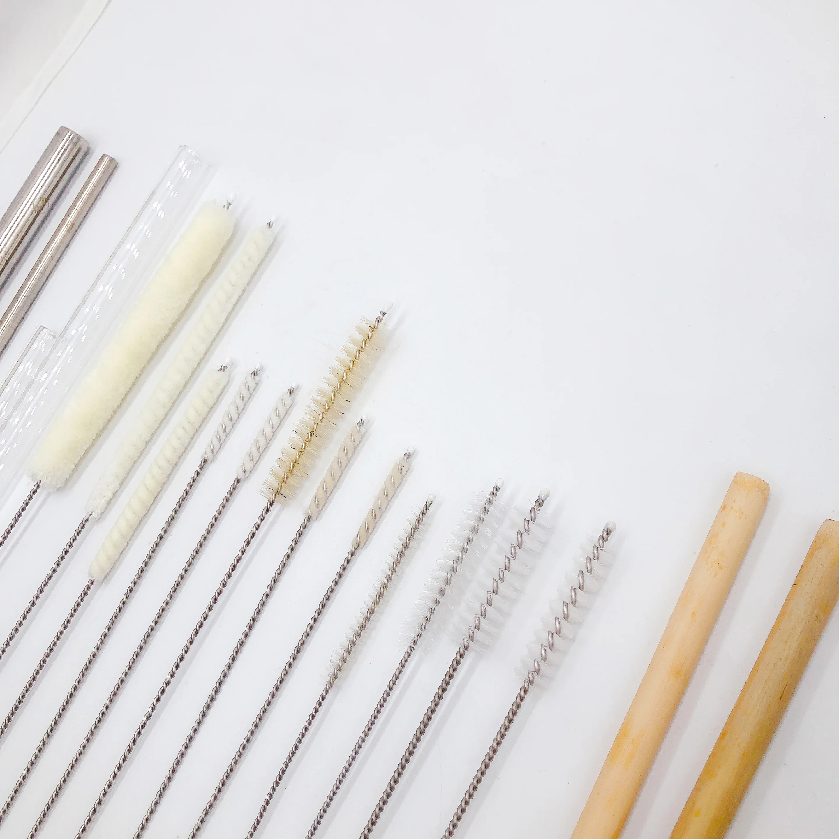 Non Plastic Product Stainless Steel Straw Cotton Wool Cleaning Brush