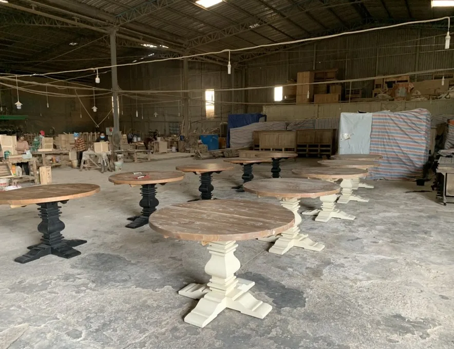 Vietnam Antique Recycle Wood Round Dining Table Sk470 Buy Dining