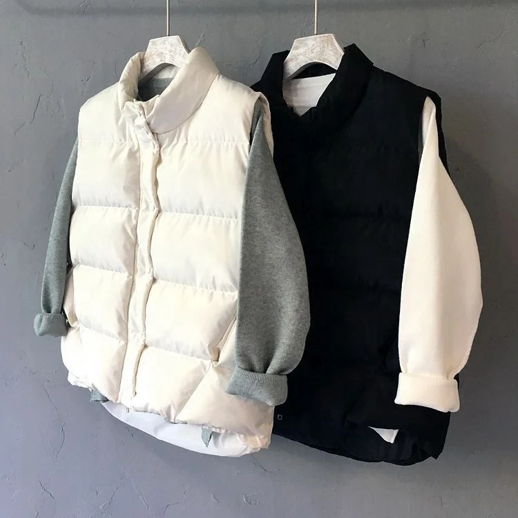
Winter Korean Version Thick Warm Bread Clothing Stand Collar Students Sleeveless Slim Cotton Vest 
