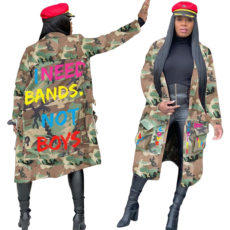 Wholesale Best Seller 2021 Fashion Trend Clothes Camouflage Print Winter Jacket For Women Lady Top Coats