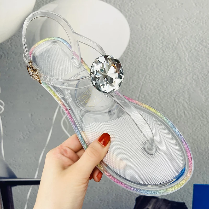 Clear pvc flat sandals clearance