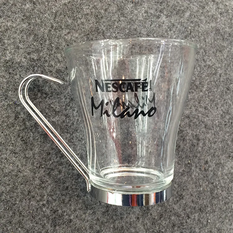 glass mug with metal holder