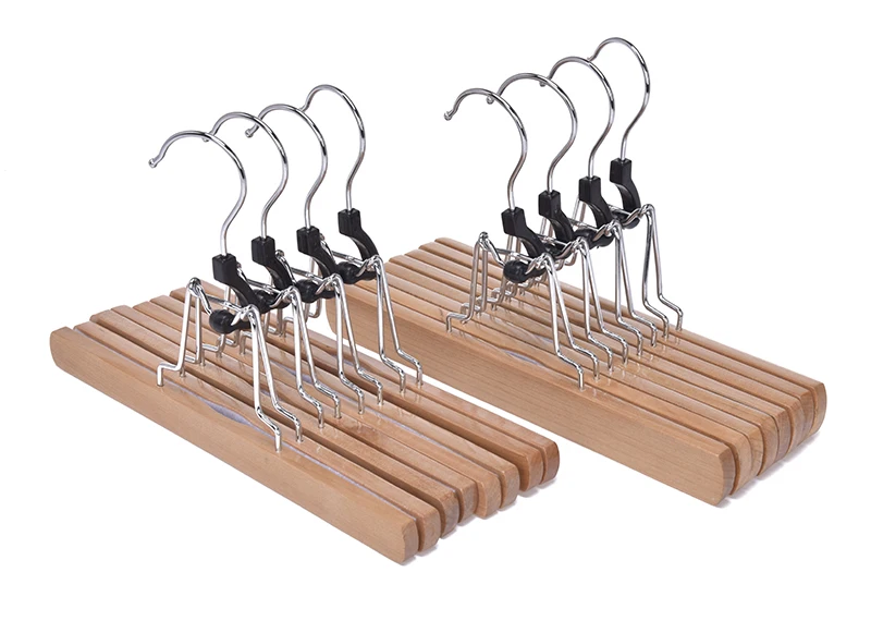 Multi use custom color white wooden trouser pants hanger jean hanger, hangers for hair extensions