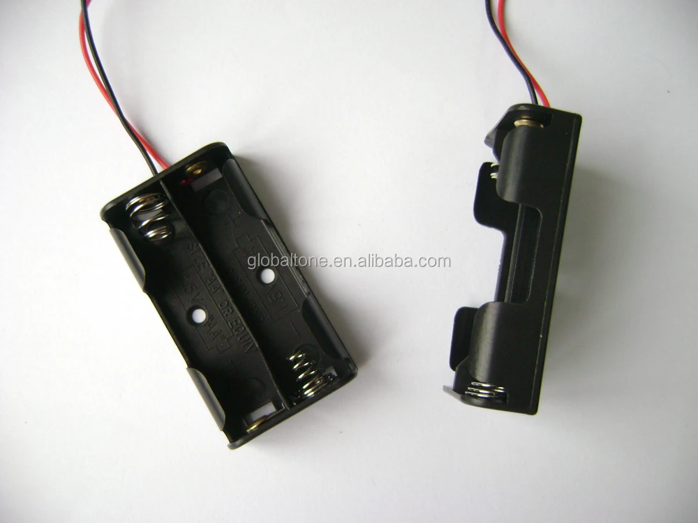 2 X Aa Size Cell Um3x2 Black Plastic Battery Holder Box 3v Case With