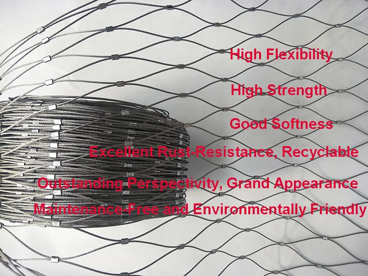 Animal Zoo Stainless Steel Wire Protective Cable Rope Mesh / Cable Mesh Green Plant Climbing Trellis Walls