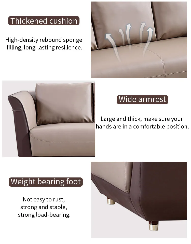 Pengpai China Furniture Movable Chesterfield Modern Office Leather Sofa Set
