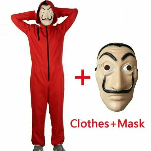 Salvador Dali Money Heist La casa De Papel Cosplay Costume Suit Jumpsuit Mask