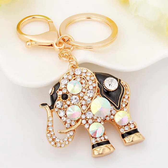 Wholesale Cute Animal Rhinestone Crystal Elephant Charm Keychain For ...