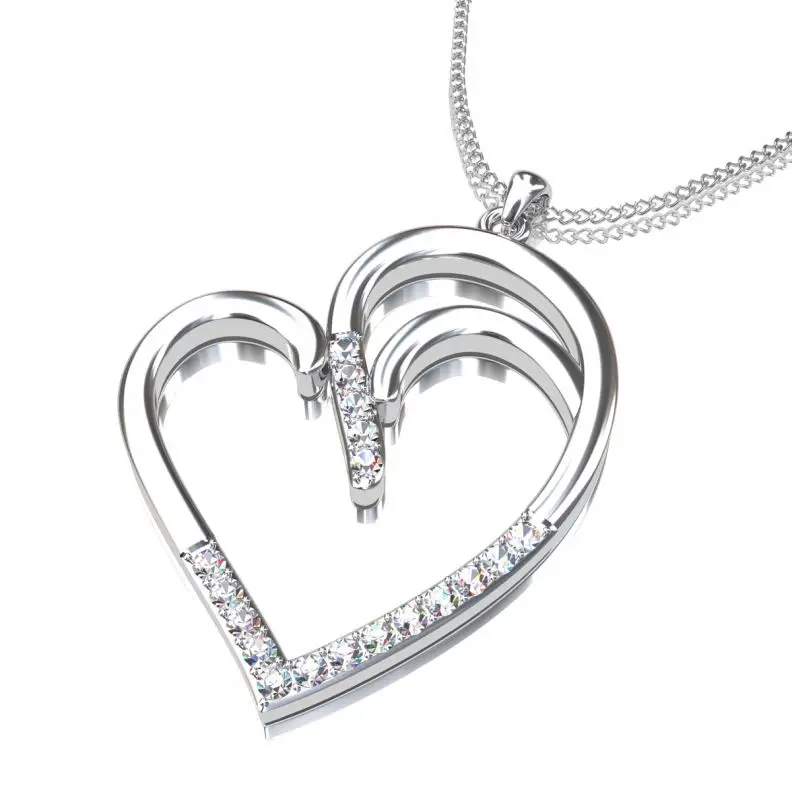 Wholesale 925 Sterling Silver Heart Shape Gemstone Opal Necklace Fashion