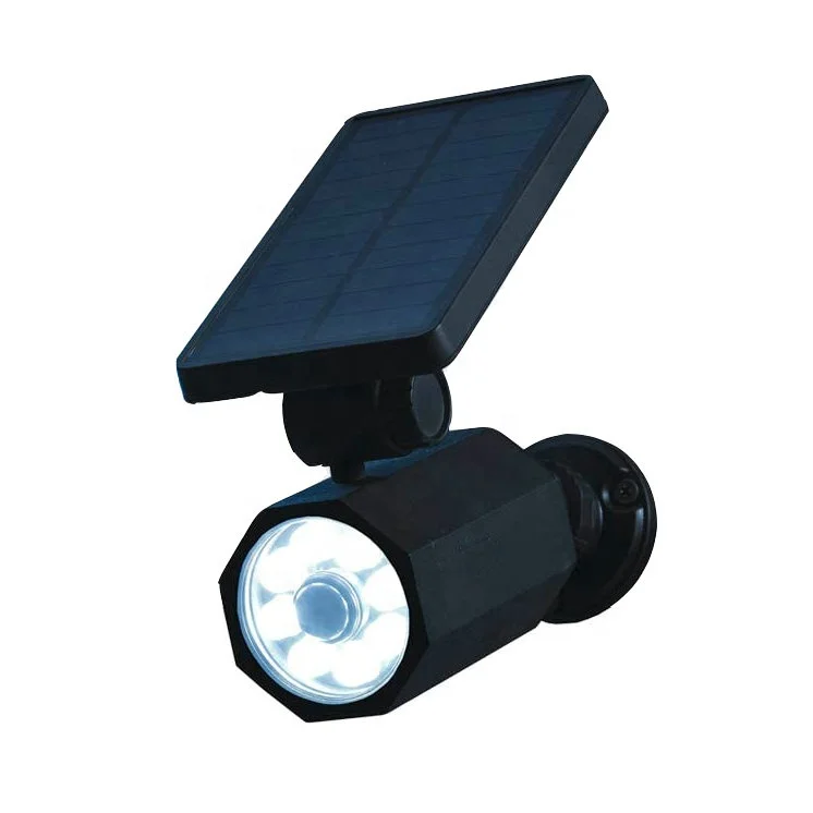 Solar motion sensor Spotlight with CCTV Camera-like shape and PIR LED light
