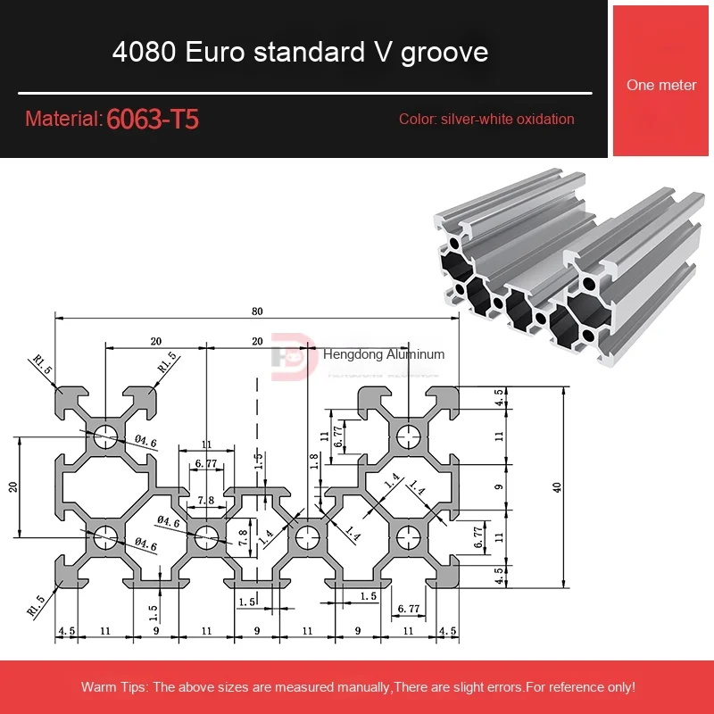 Industrial 4080U Series European Standard Aluminum Alloy Profile 20 Series 4080v-slot for 3D Decorations Cabinets CNC Cutting details