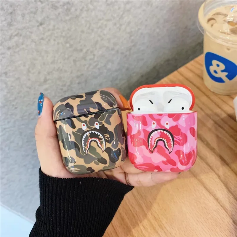 
Bape Shark Camo Protective Hard PC Earphone Case Cover Accessories for apple Airpods 1 2 