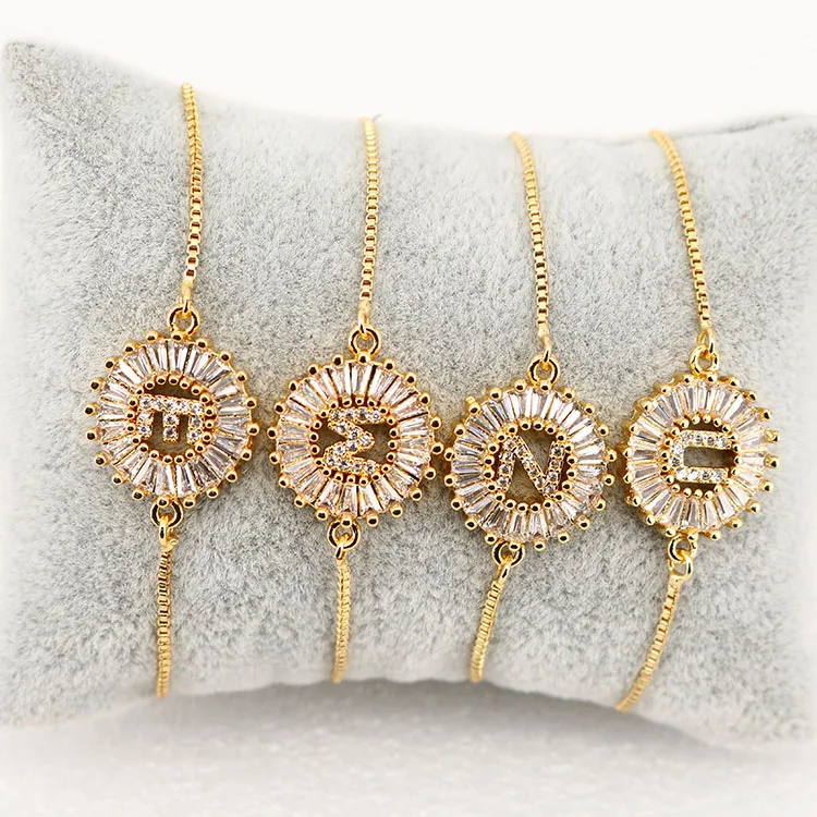 BC1164 2021 design Wholesale 18k gold plated Micro Pave Round Cz initial letter adjustable chain charm bracelet
BC1164 2021 design Wholesale 18k gold plated Micro Pave Round Cz initial letter adjustable chain charm bracelet