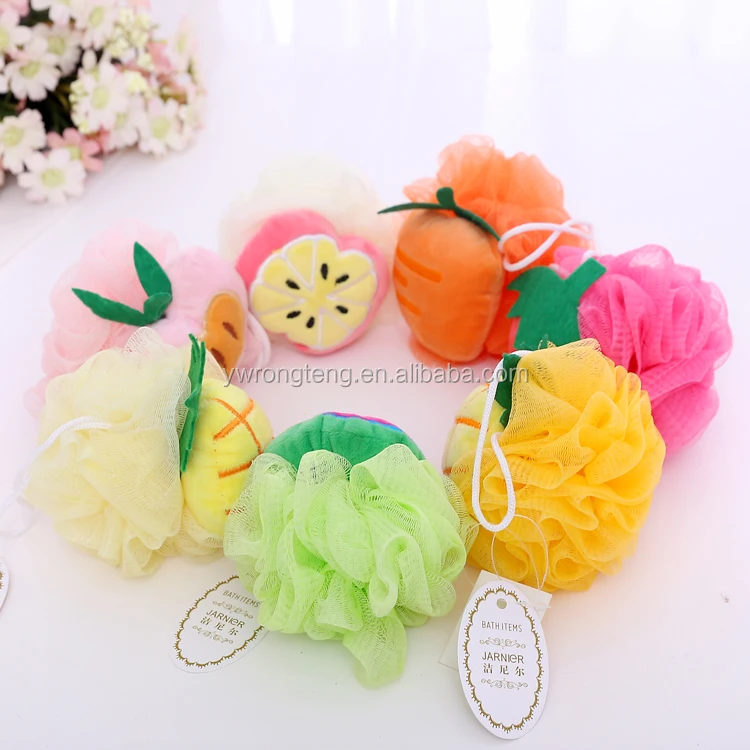 Colorful Cute Body Puff Animal Shaped Loofah Mesh Shower Sponges