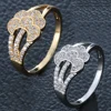 Cloud wing wedding band love heart Iced out micro pave crystal diamond engagement stainless steel brand finger ring prong set