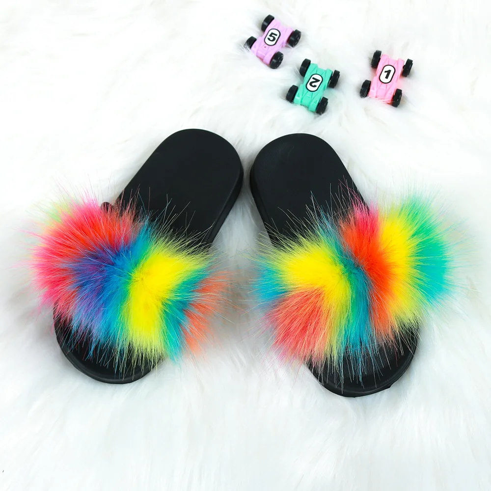 Fluffy slides kids fashion