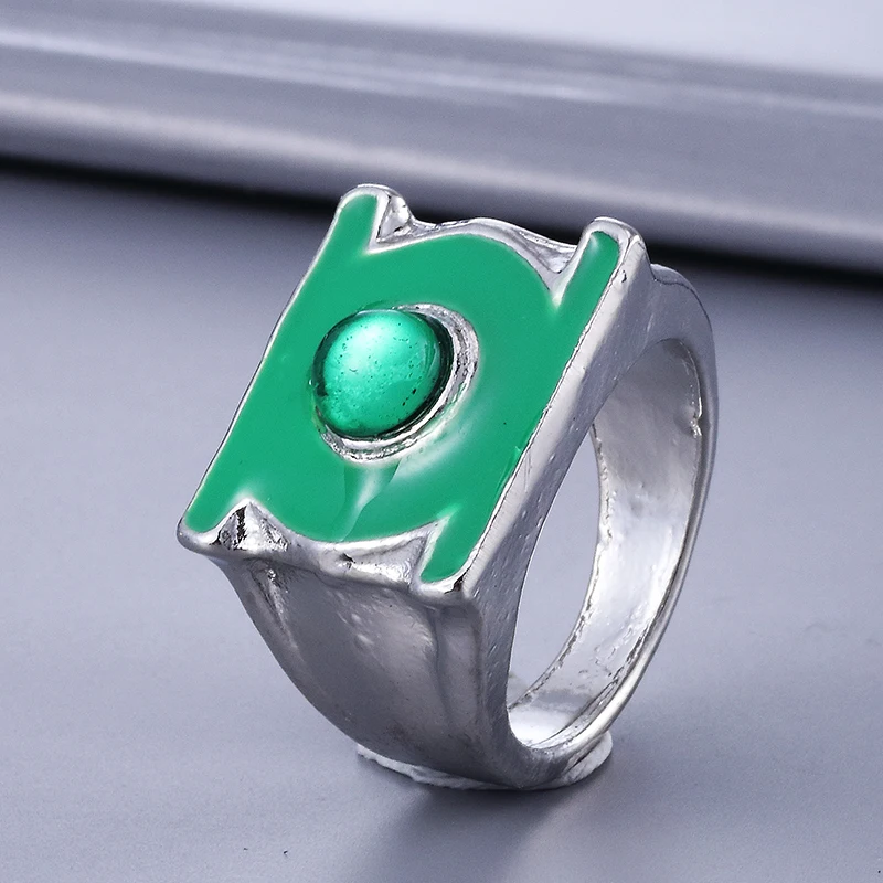 Unisex Green Lantern Rings Men Superhero Real 925 Sterling Silver Ring Jewelry 