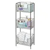 3 tiers metal wire basket display storage rack storage organizer tower rack stand with 4 colors