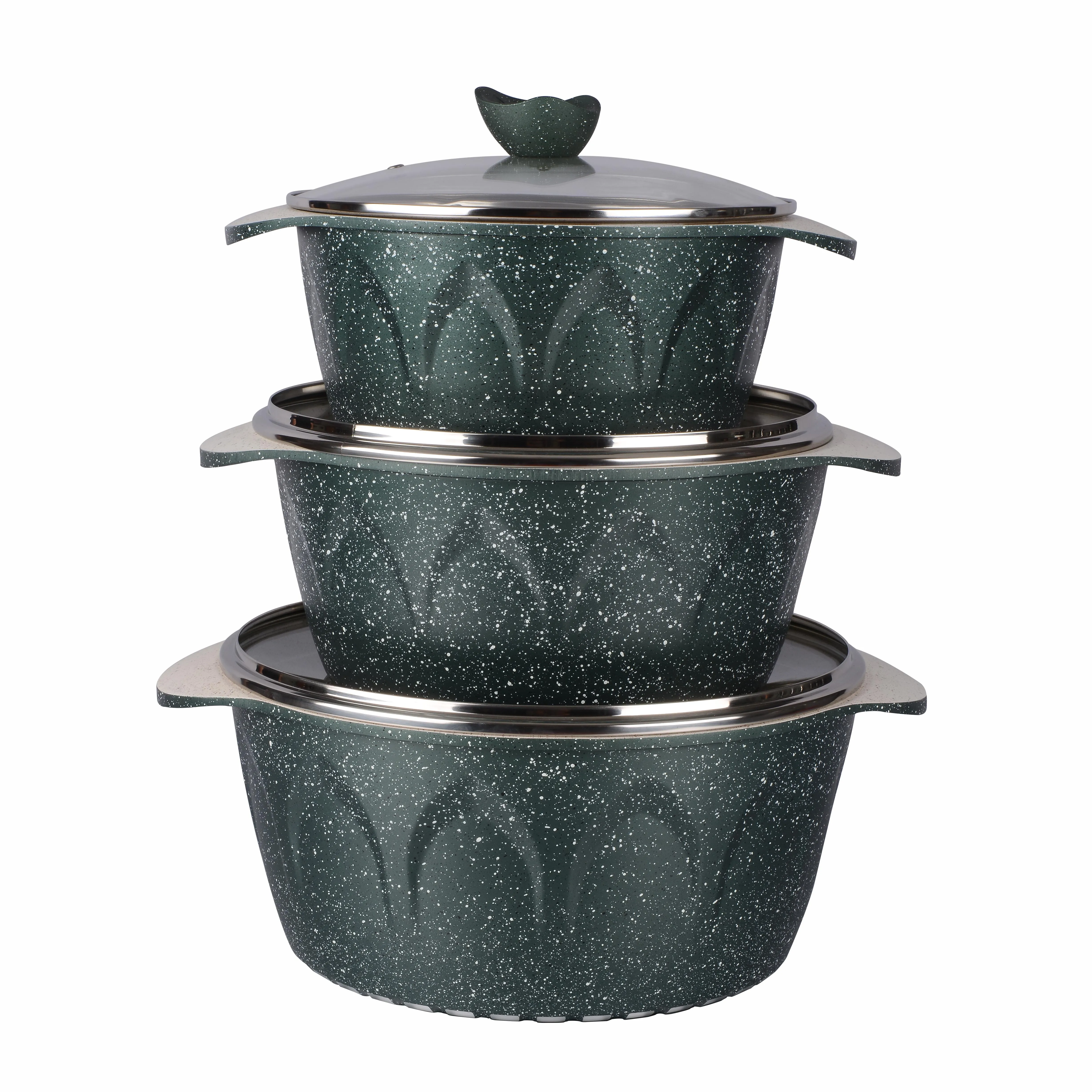 10 Pcs Kitchen Marble Non Stick Cookware Set Cooking Die Casting