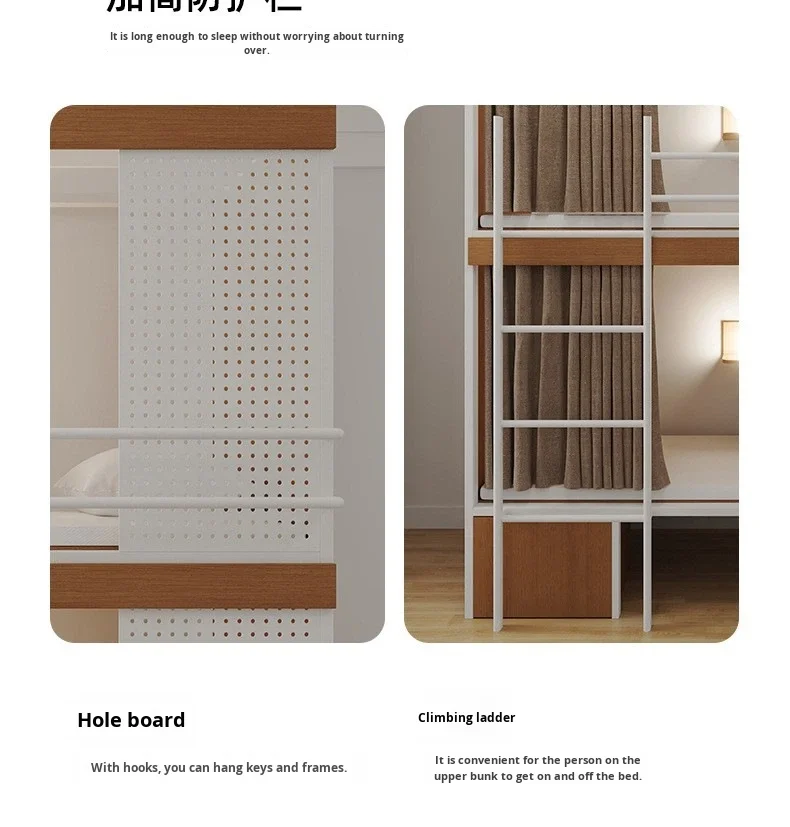 product custom free 3d design service school dormitory bunk bed steel frame small apartment bunk double bed for bedroom-10