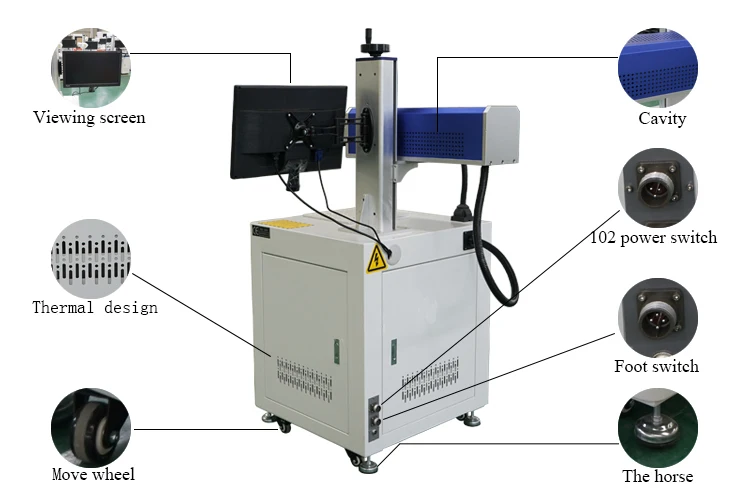Nonmetal wood leather paper cloth 20w 30w 55w 90w 100w 130w 150w CO2 laser marking machine
