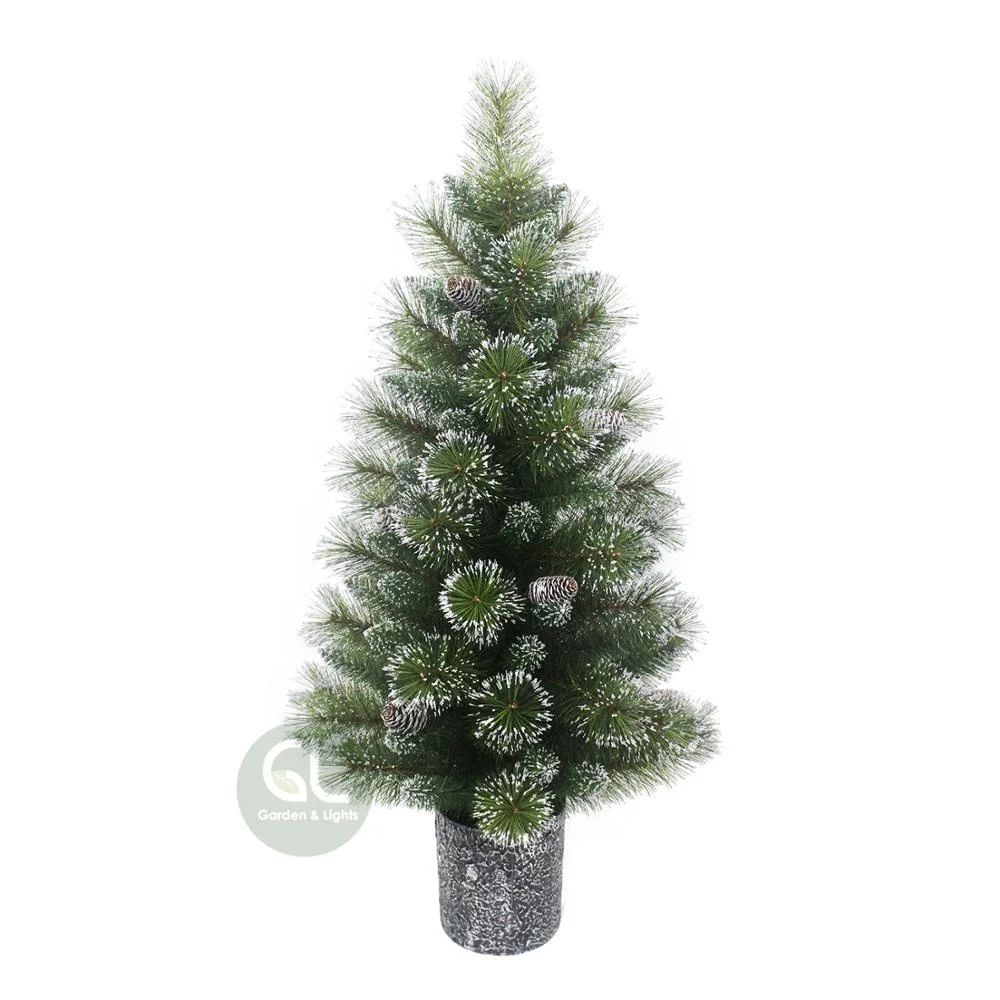 High Quality Lighted Green Potted Christmas Tree,Snow Needle Pine