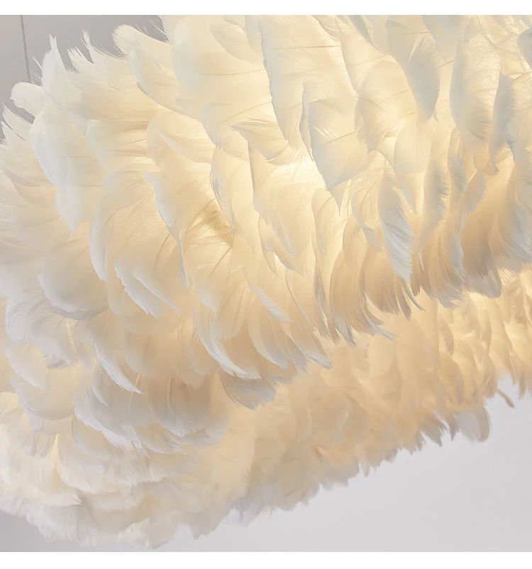 Nordic lamps ins wind bedroom lamp simple creative personality living room lighting room restaurant KOL feather chandelier