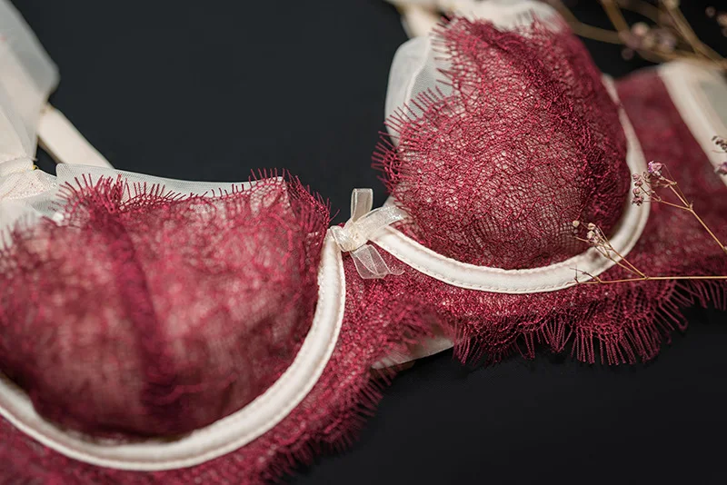 8r10012 Kant Licht Ultradunne Grote Borsten Tonen Kleine Size Sexy Lingerie Beha Cover Set