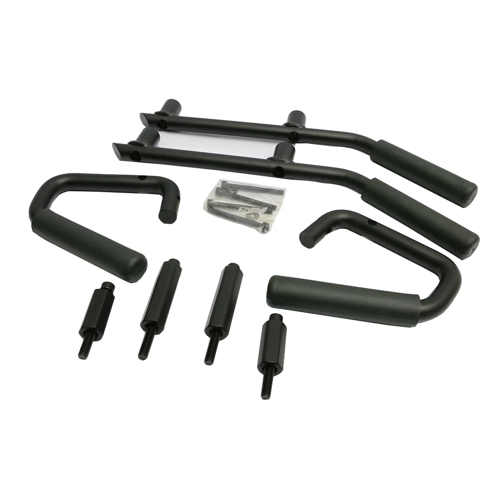 Black Front & Rear Steel Grab Bar Handle Grab Bars Kit For 2007 2018