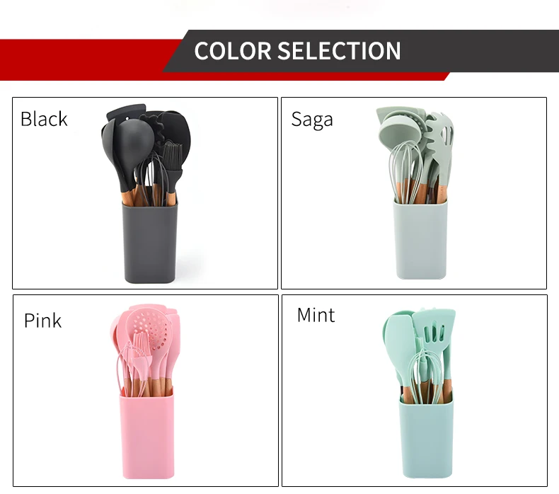 silicone utensil set with holder