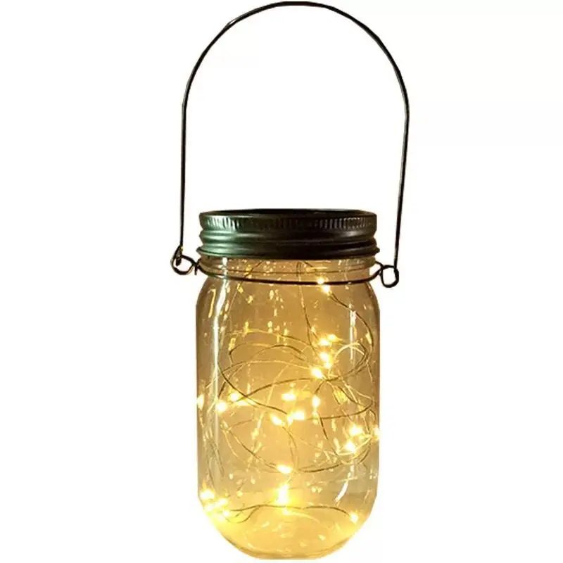 Garden lighting pendant hanging outdoor waterproof solar fairy lights fixtures mason jar light