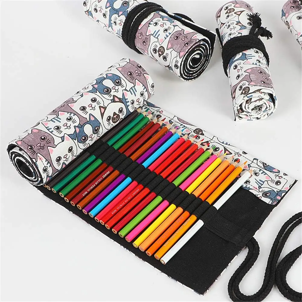 Colored Pencil Wrap Roll Up Pen Holder Case Drawing Coloring Pencil