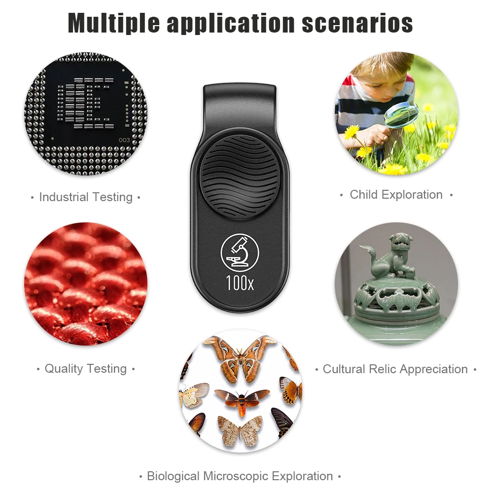 Apexel 100x Smartphone Microscope Lens Magnifier Camera Lens Magnifier