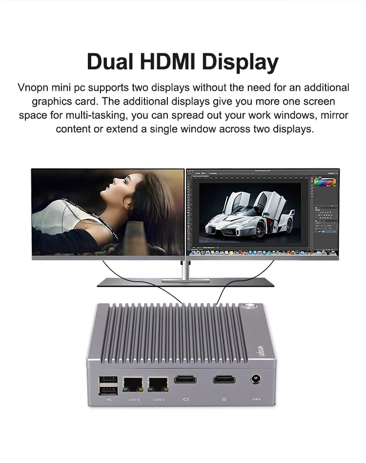 Sharevdi New Pc Intel Celeron N2840 N2940 Core I3 I5 I7 2*hdmi