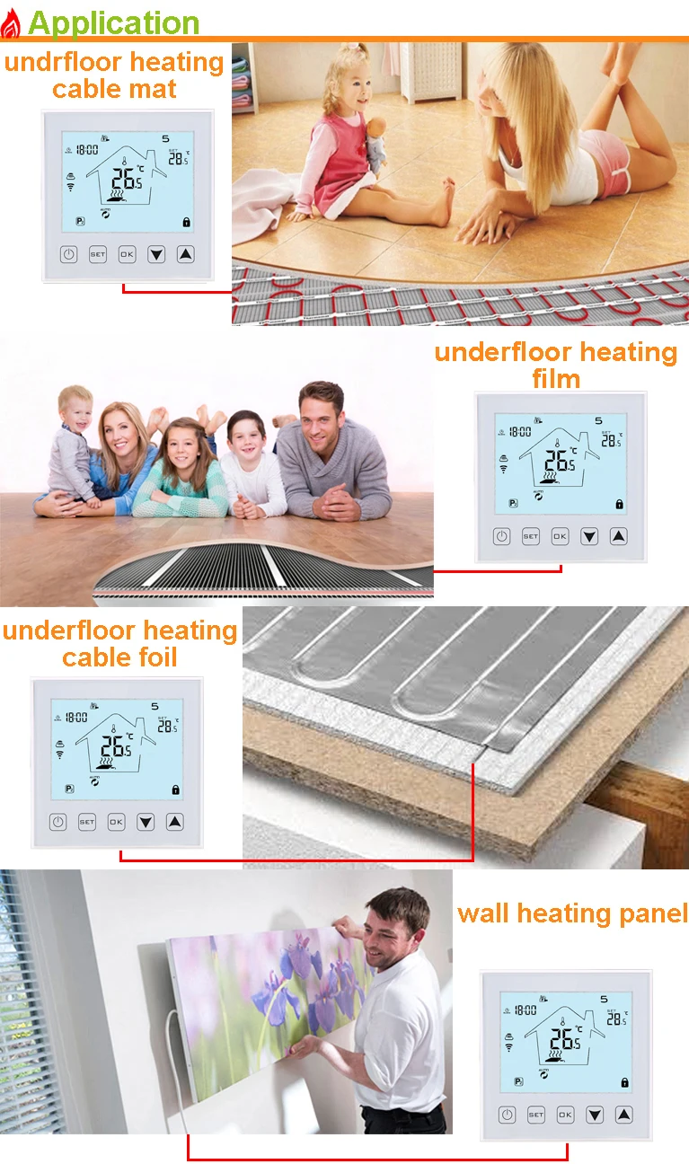 Home Automatic Smart WIFI Far Infrared Heating Film Thermostat For Underfloor Heating