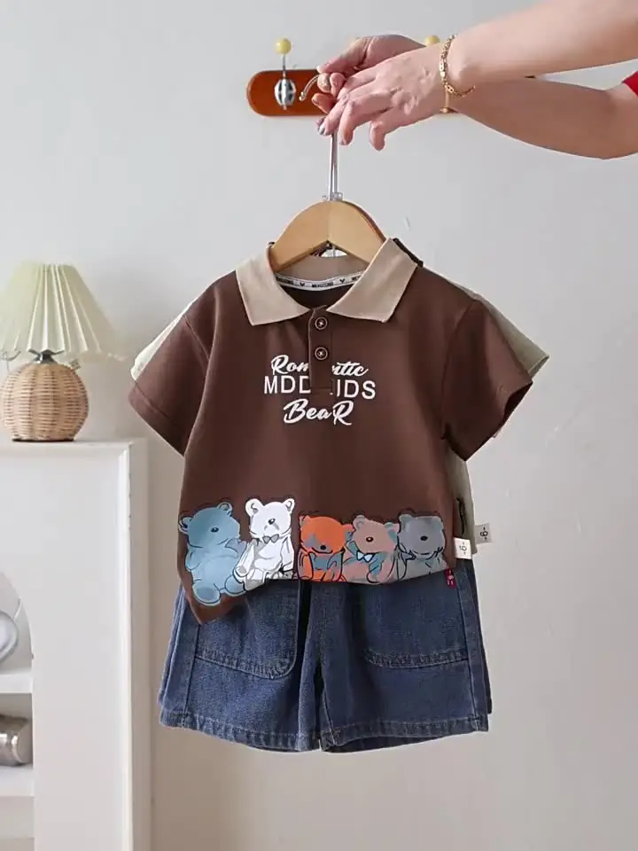 Visesunny Toddler Boys Summer Outfits - Short Sleeve T-Shirt & Shorts Beach Sets
