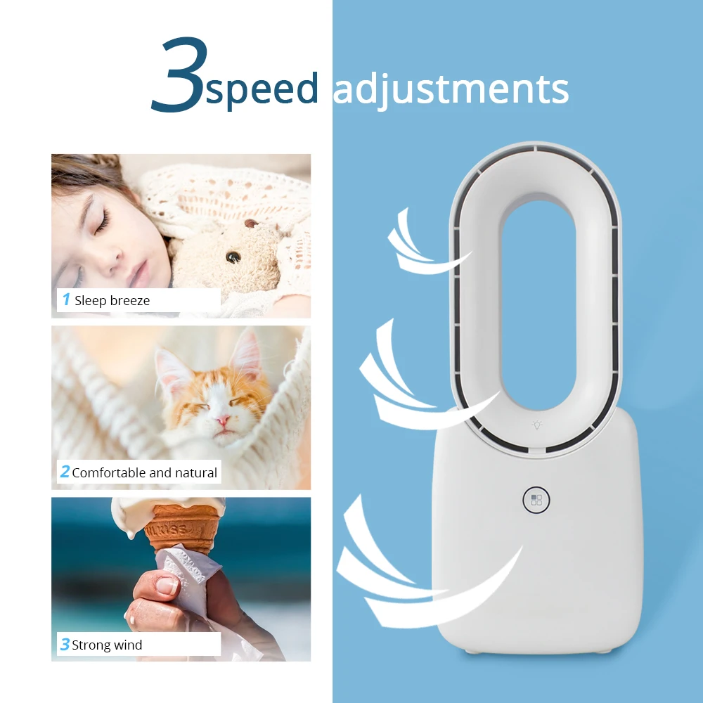 Zemismart Tuya Smart No-blade Fan With Colorful Night Light Alexa Google Home Control Baby Care Low Noise Leafless Fan