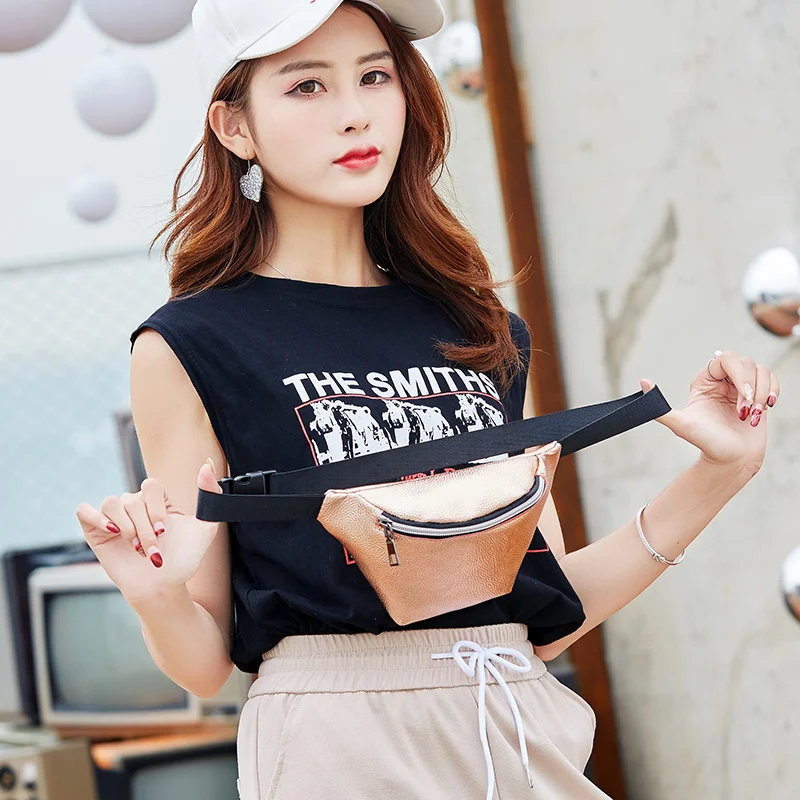 Casual Waist Bag for Women Alligator Leather Fanny Pack Phone Pouch Chest Packs Ladies Wide Strap Belt Bag Female Crossbody Flap