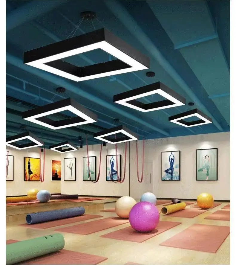 product led office square chandelier for meeting rooms gyms shopping malls ceiling lamp with modeling light-20