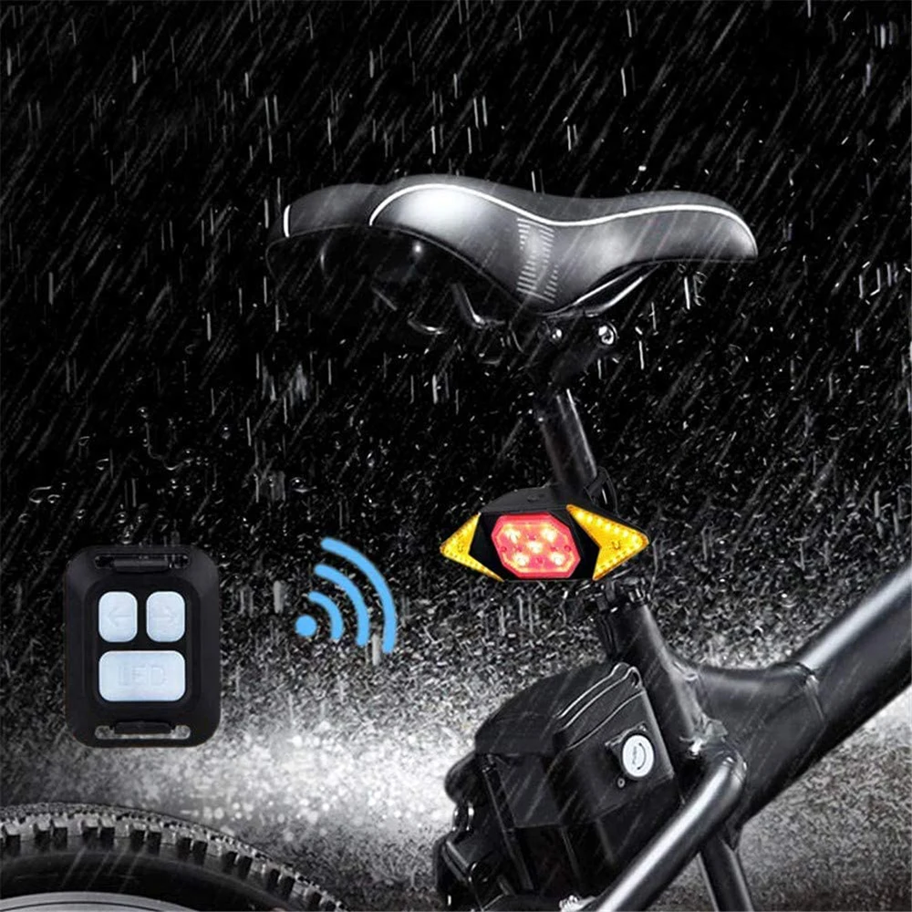 Bicycle LED Indicator Bike Rear Tail Laser Turn Signal Light Wireless Remote Kit 